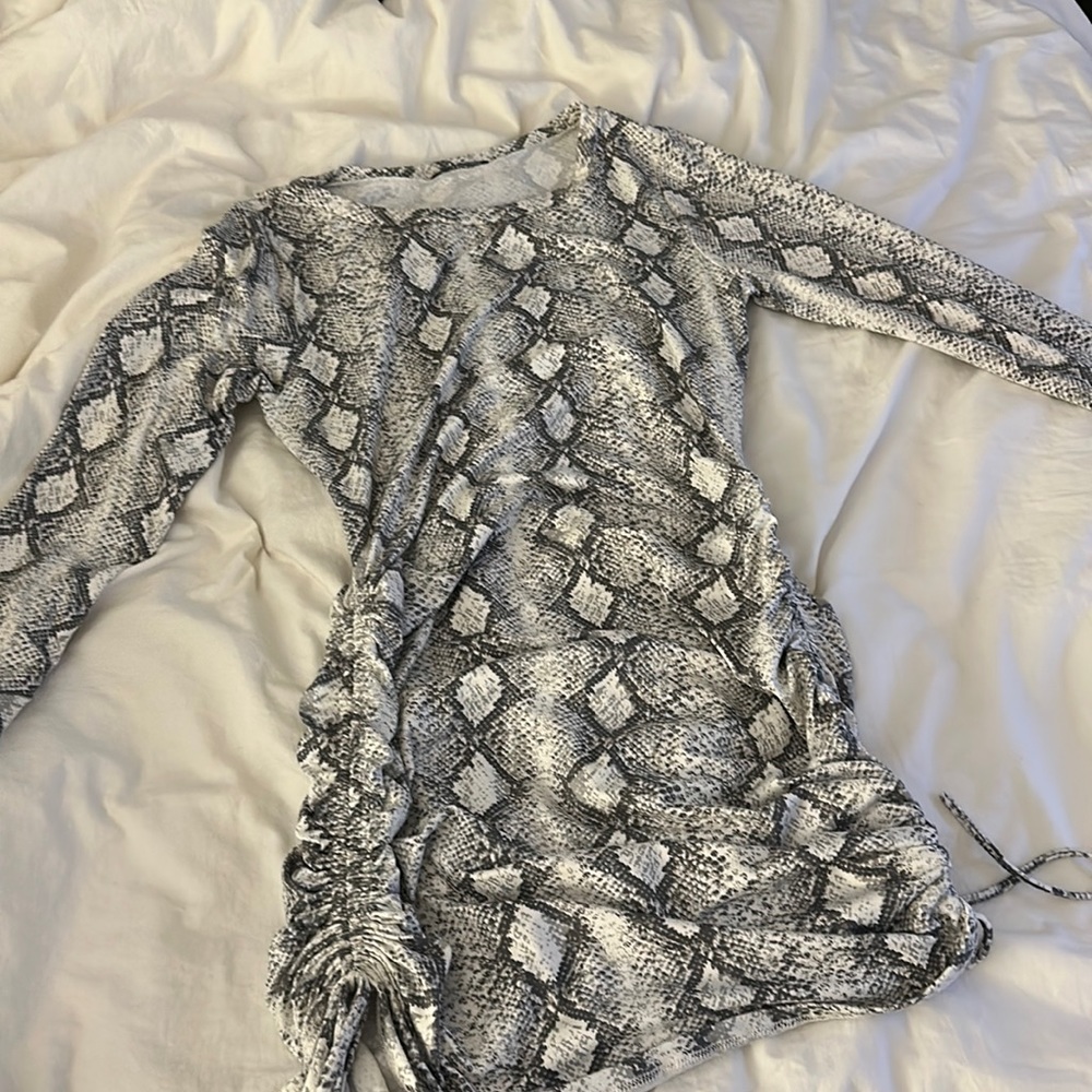 Snakeskin long sleeve dress